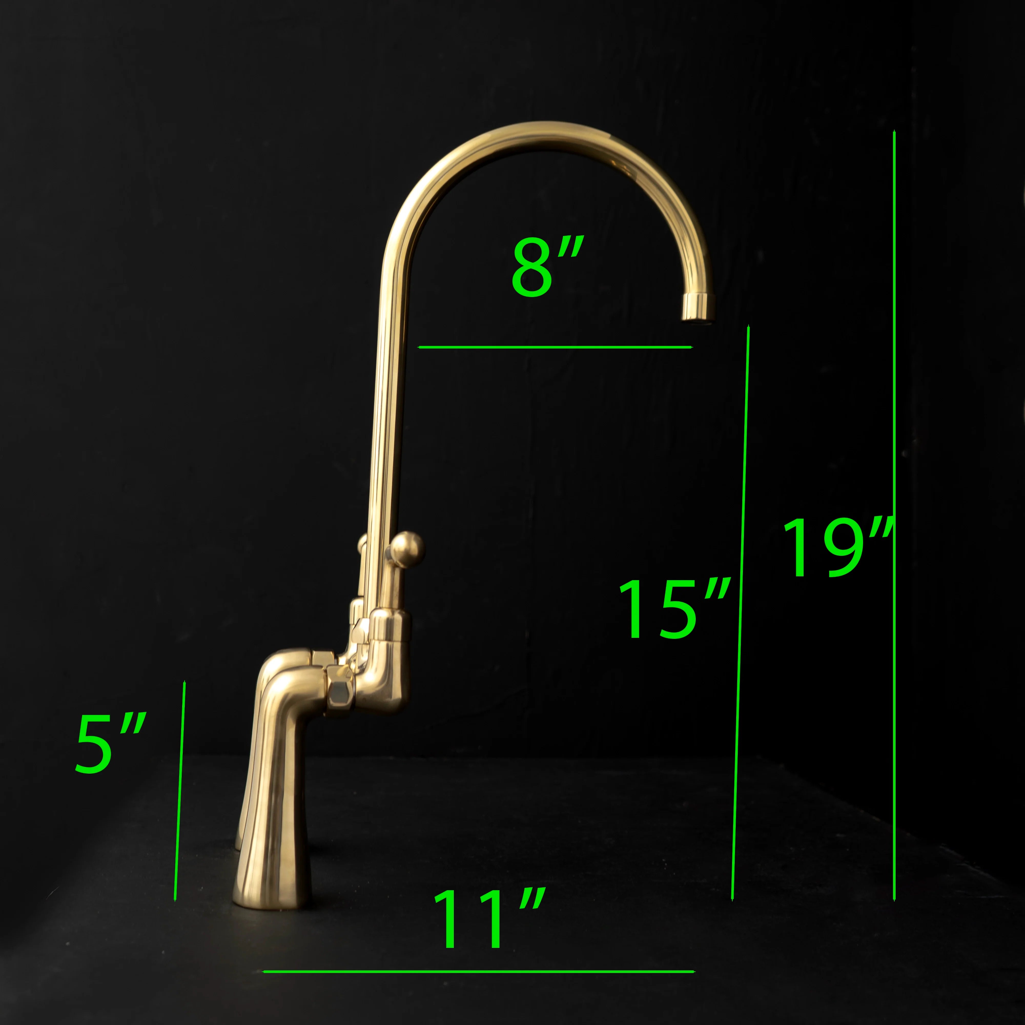 GoldenArc Bridge Kitchen Faucet – Unlacquered Brass, 2-Hole 8" Spread