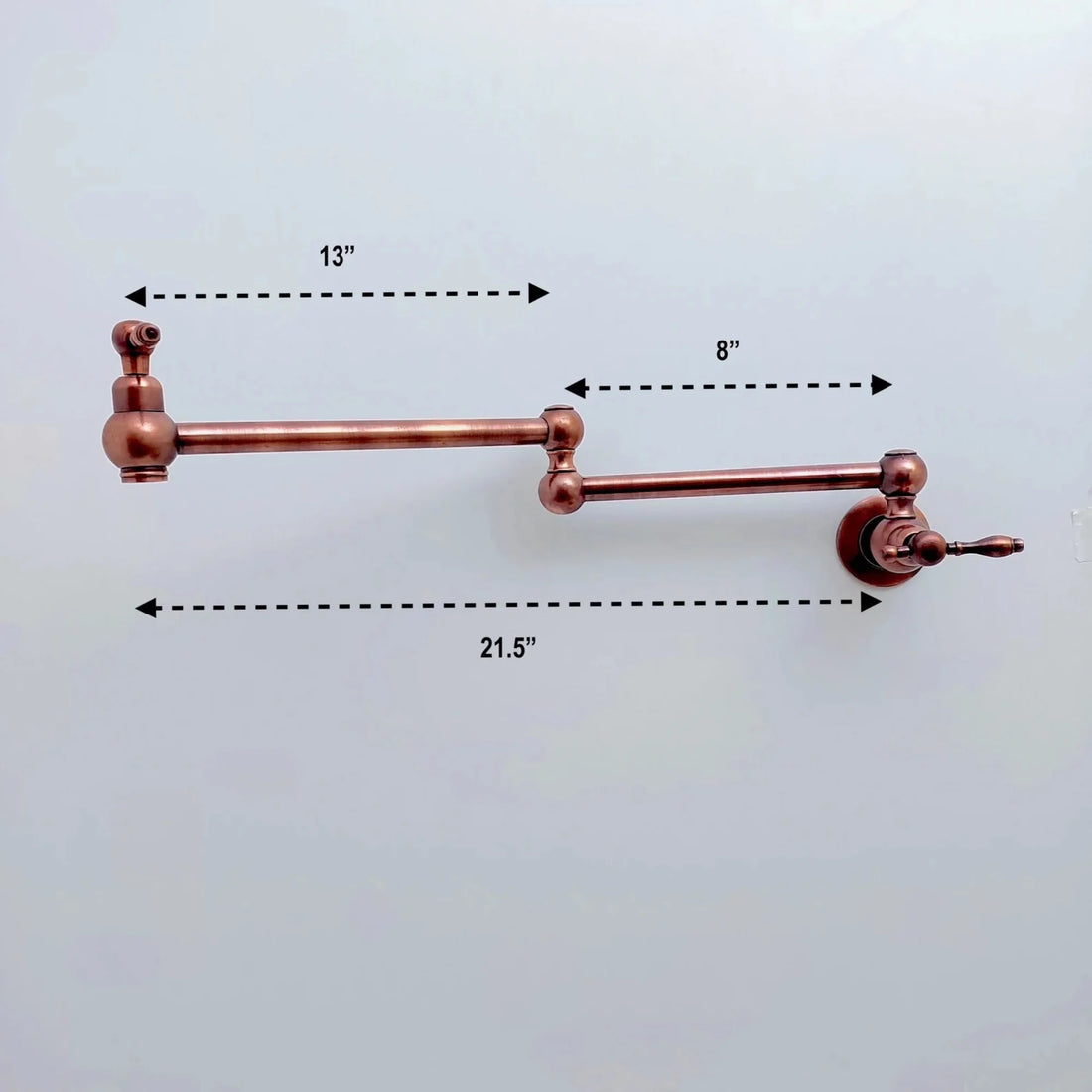 Antique Copper Pot Filler Faucet – Wall Mounted, Solid Brass, Handcrafted