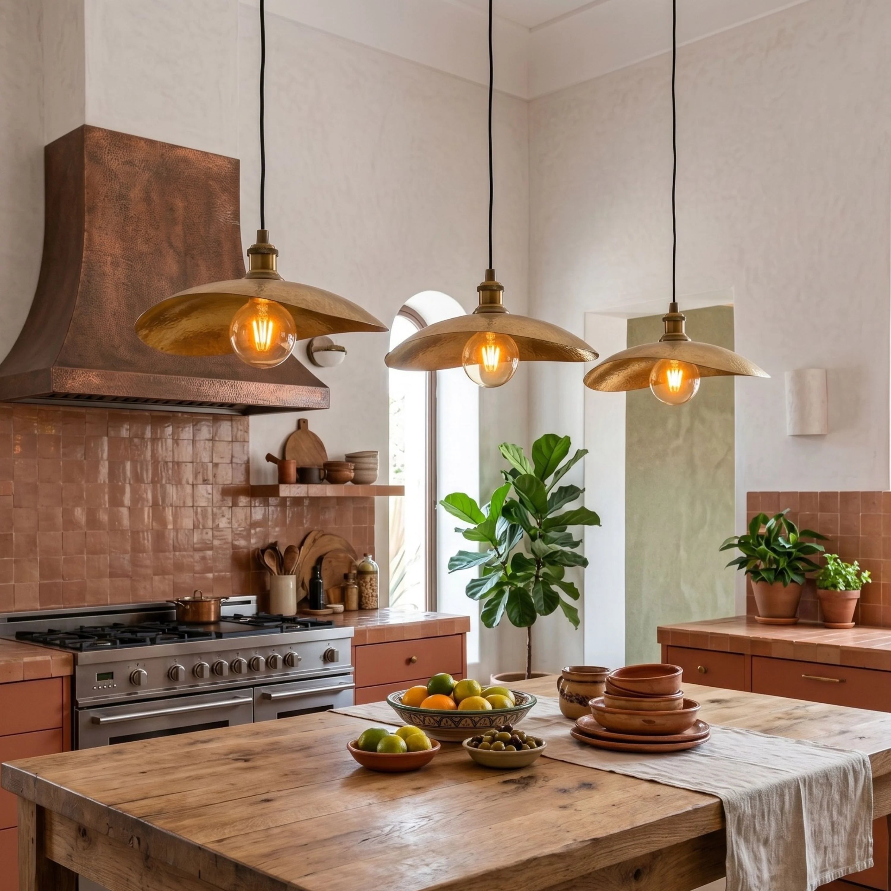 Hammered Brass Pendant Light – Antique Bronze, 5 Sizes 7.8"-24"