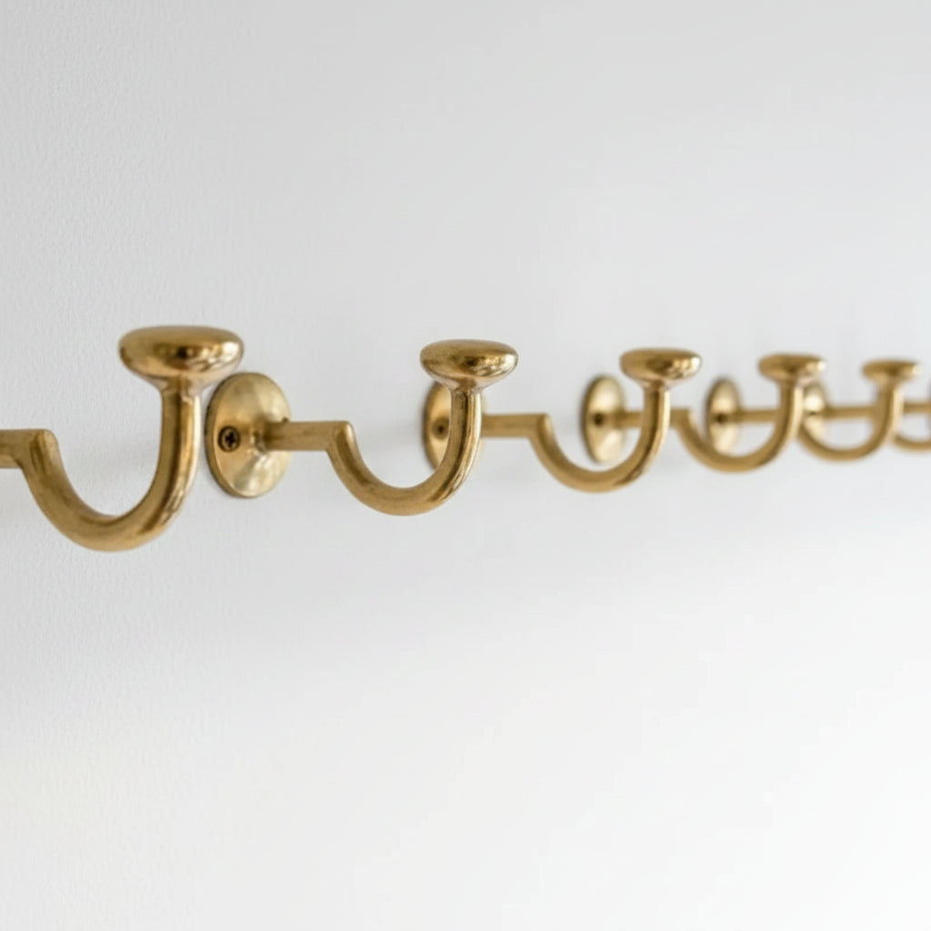 Set of 3 Unlacquered Solid Brass Wall Hooks – Vintage Coat & Towel Hook