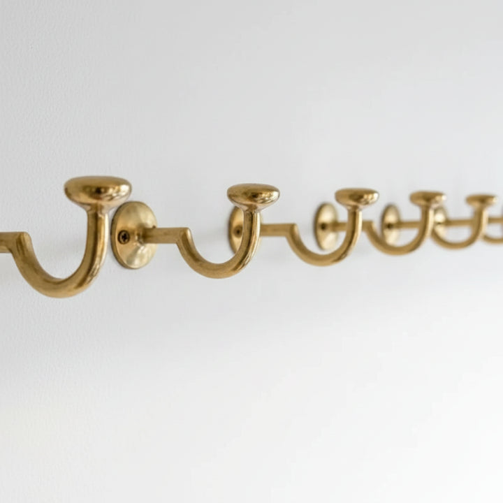 Set of 3 Unlacquered Solid Brass Wall Hooks – Vintage Coat & Towel Hook