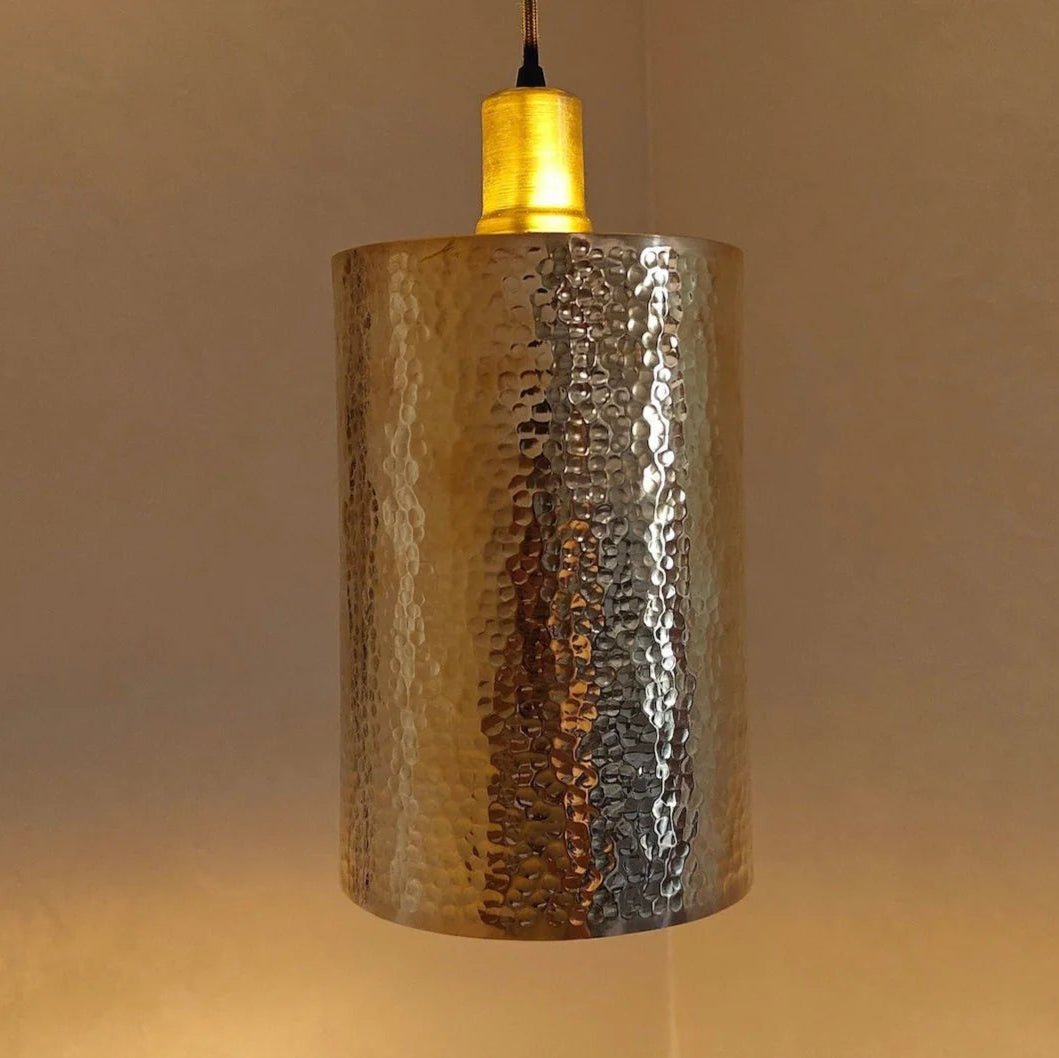 Brass Pendant Light – Unlacquered Cylinder Design - The House Of Brass
