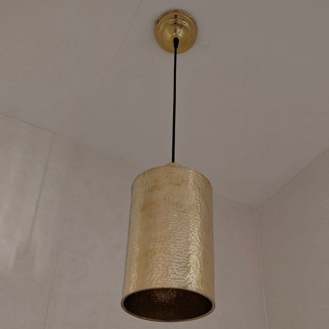 Brass Pendant Light – Unlacquered Cylinder Design - The House Of Brass