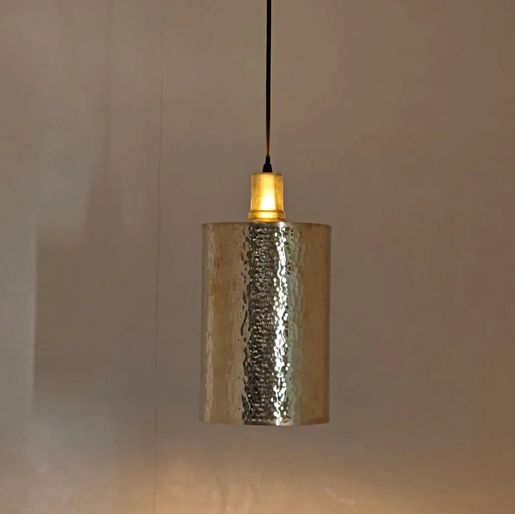 Brass Pendant Light – Unlacquered Cylinder Design - The House Of Brass