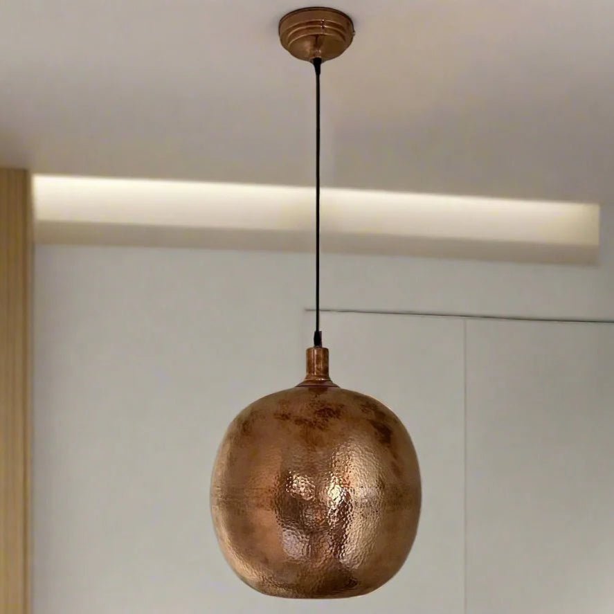 Copper Pendant Light – Hand-Hammered Solid Dome - The House Of Brass