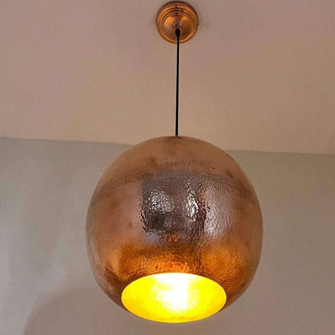 Copper Pendant Light – Hand-Hammered Solid Dome - The House Of Brass