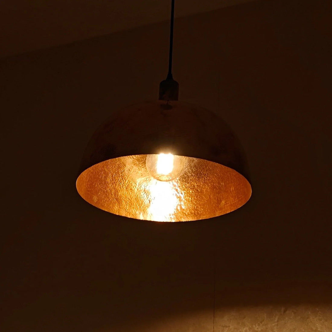 Hammered Solid Copper Pendant Light - Customizable Dome Light Fixture - The House Of Brass