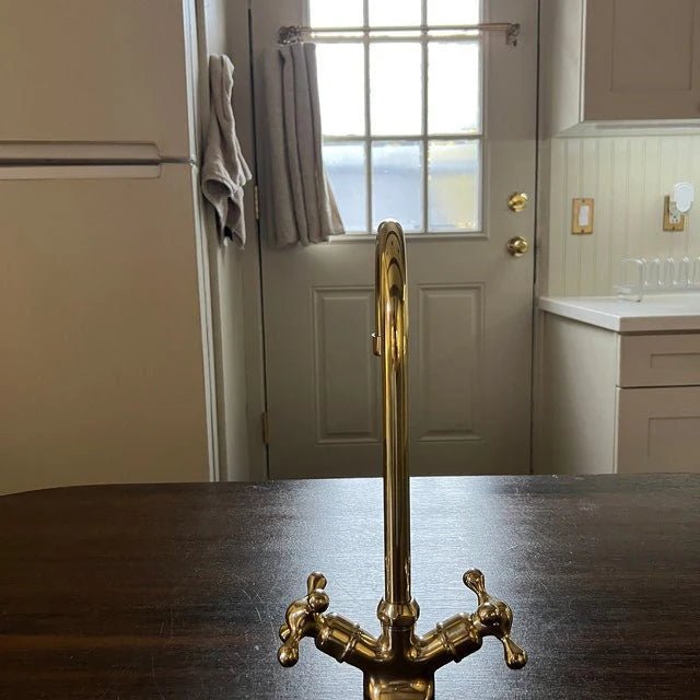 Gooseneck Kitchen Faucet – Unlacquered Brass Design - The House Of Brass