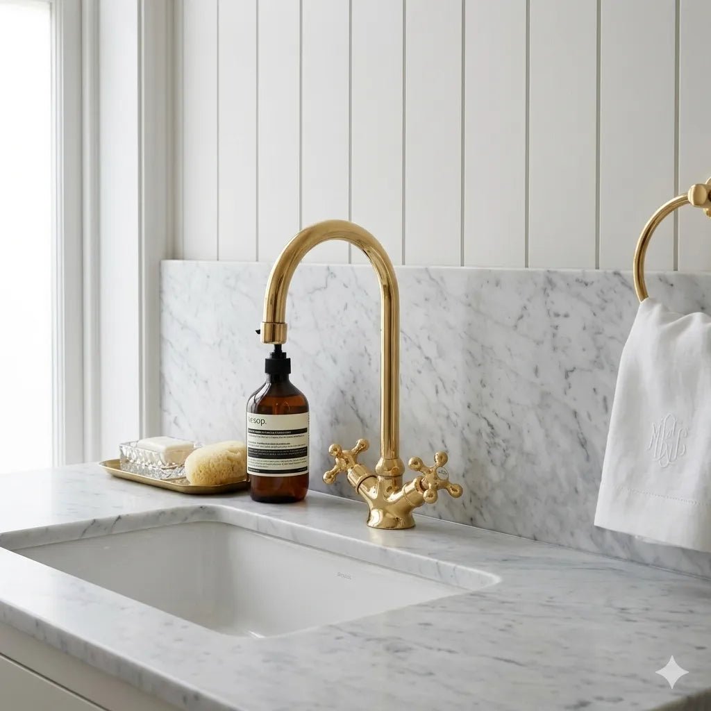 Gooseneck Kitchen Faucet – Unlacquered Brass Design - The House Of Brass
