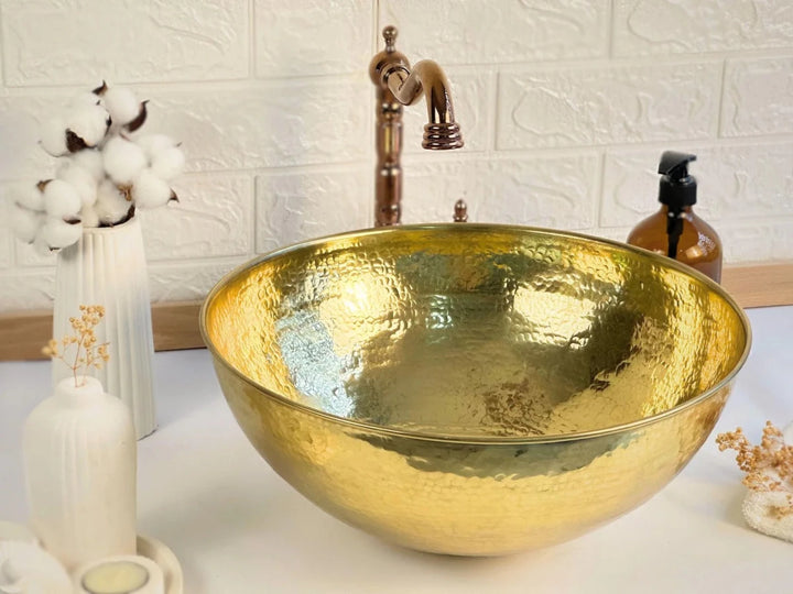 Hammered Brass Round Sink - The House Of Brass