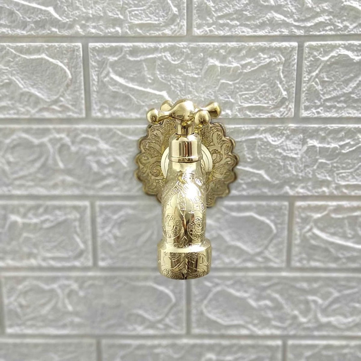 Handcrafted Brass Single Hole Faucet – Wall Mounted Design - The House Of Brass