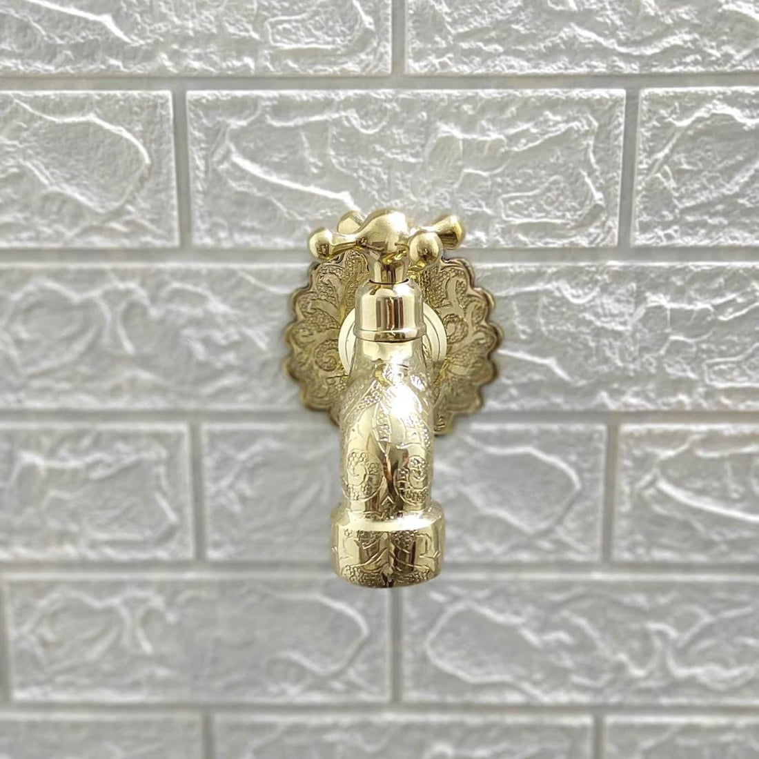 Handcrafted Brass Single Hole Faucet – Wall Mounted Design - The House Of Brass