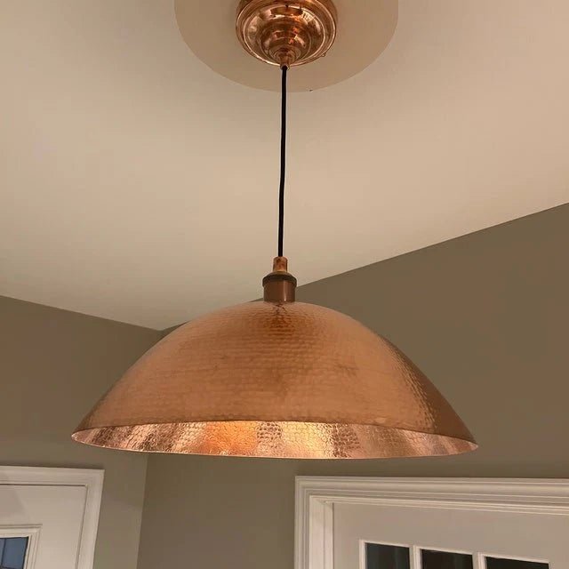 Handcrafted Solid Copper Pendant Light - Vintage Hammered Design - The House Of Brass