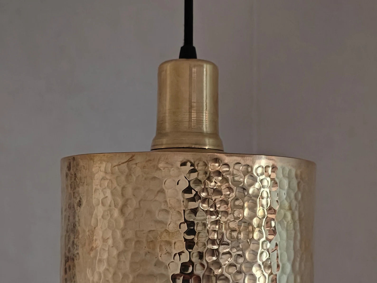 Unlacquered Brass Cylinder Pendant Light – Handcrafted, E27, Dimmable
