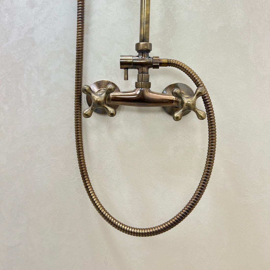 Victorian Style Shower Set with Handheld and Showerhead - Bronze Finish - 8” Round Rainfall Showerhead