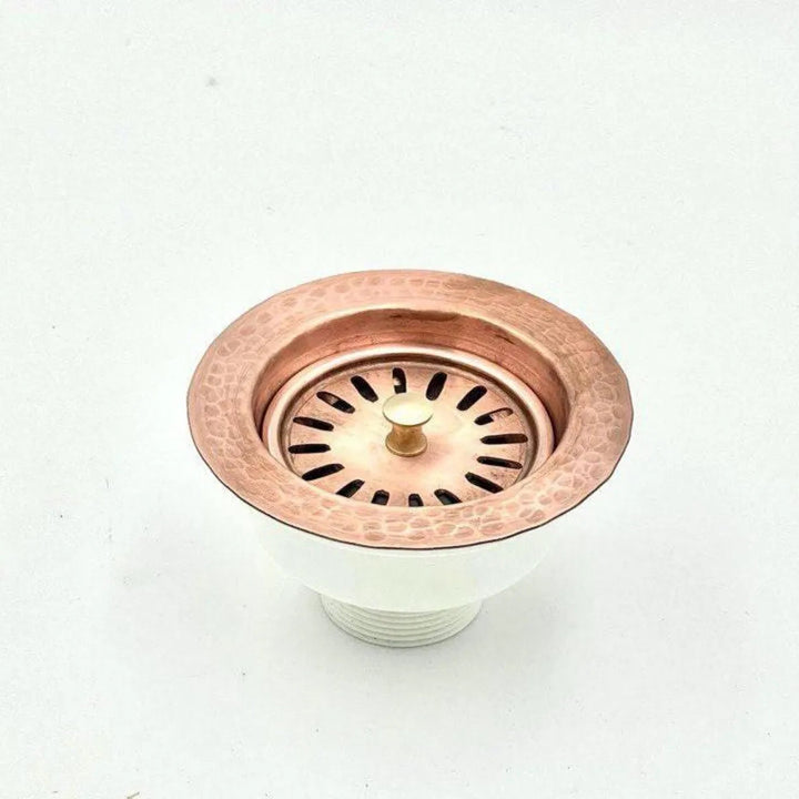 Copper Finish Brass Kitchen Sink Drain: Farmhouse Basket Strainer, 3.5"
