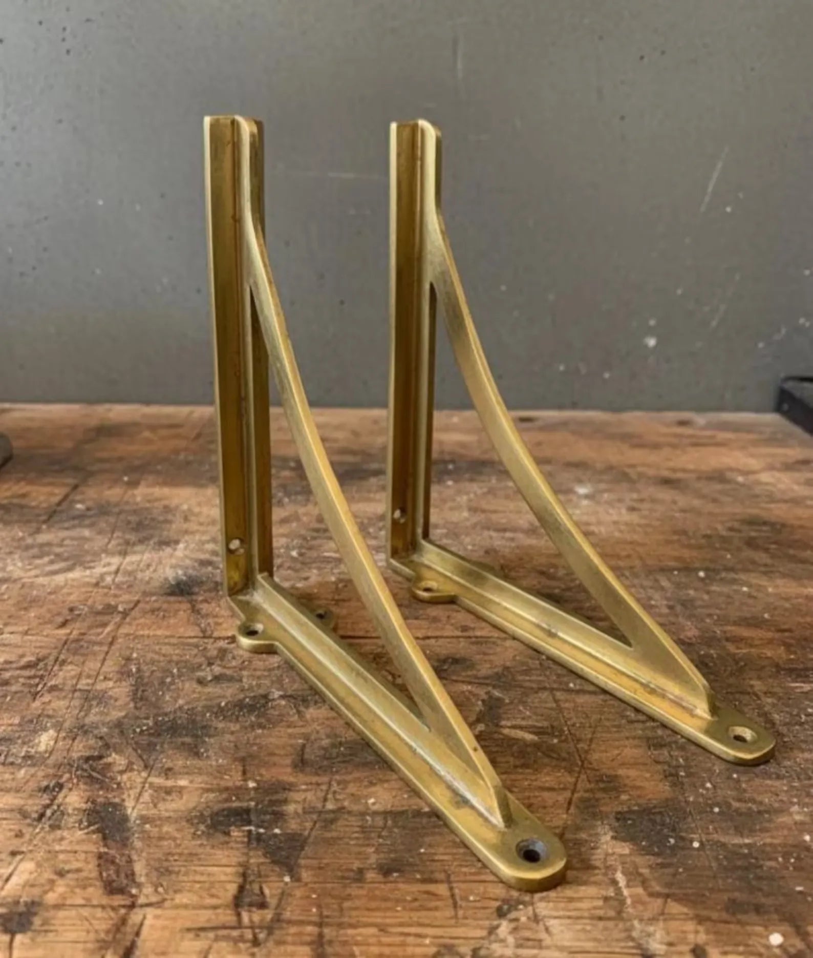 Handmade Brass Shelf Brackets – Victorian Style, Sets of 2-4, 4"-10"
