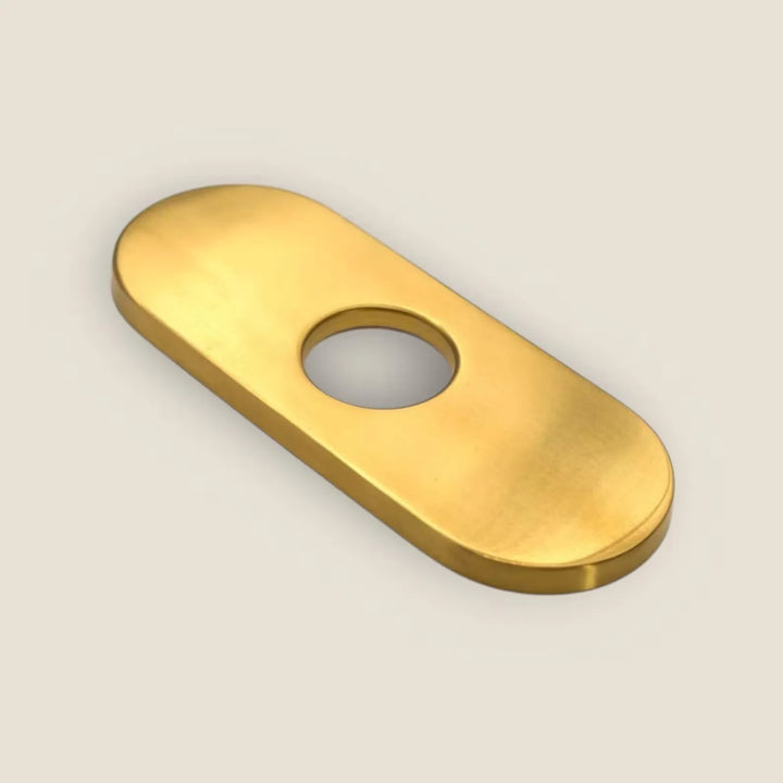 Unlacquered Brass Faucet Base Plate 6x2" – Single Hole Escutcheon, 3 Finishes