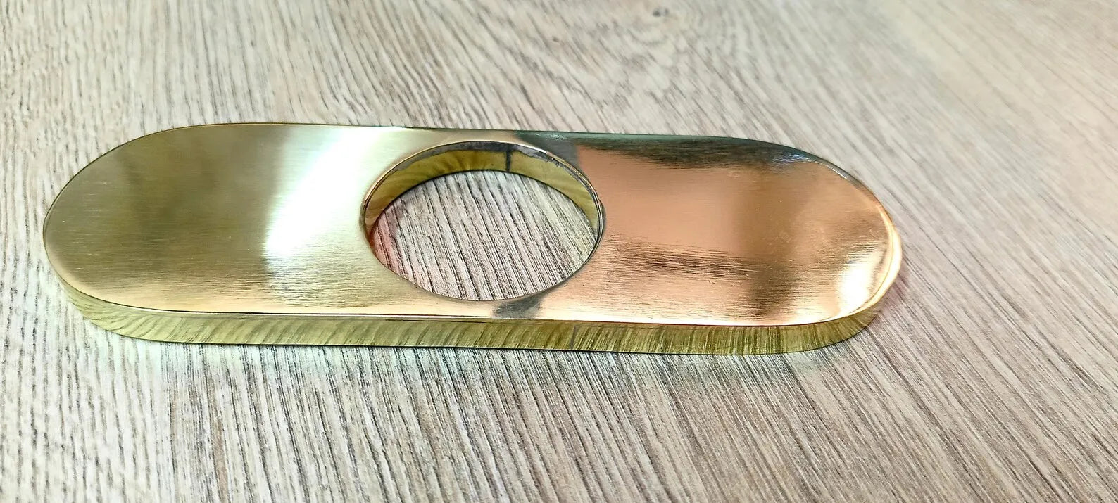 Unlacquered Brass Faucet Base Plate 6x2" – Single Hole Escutcheon, 3 Finishes