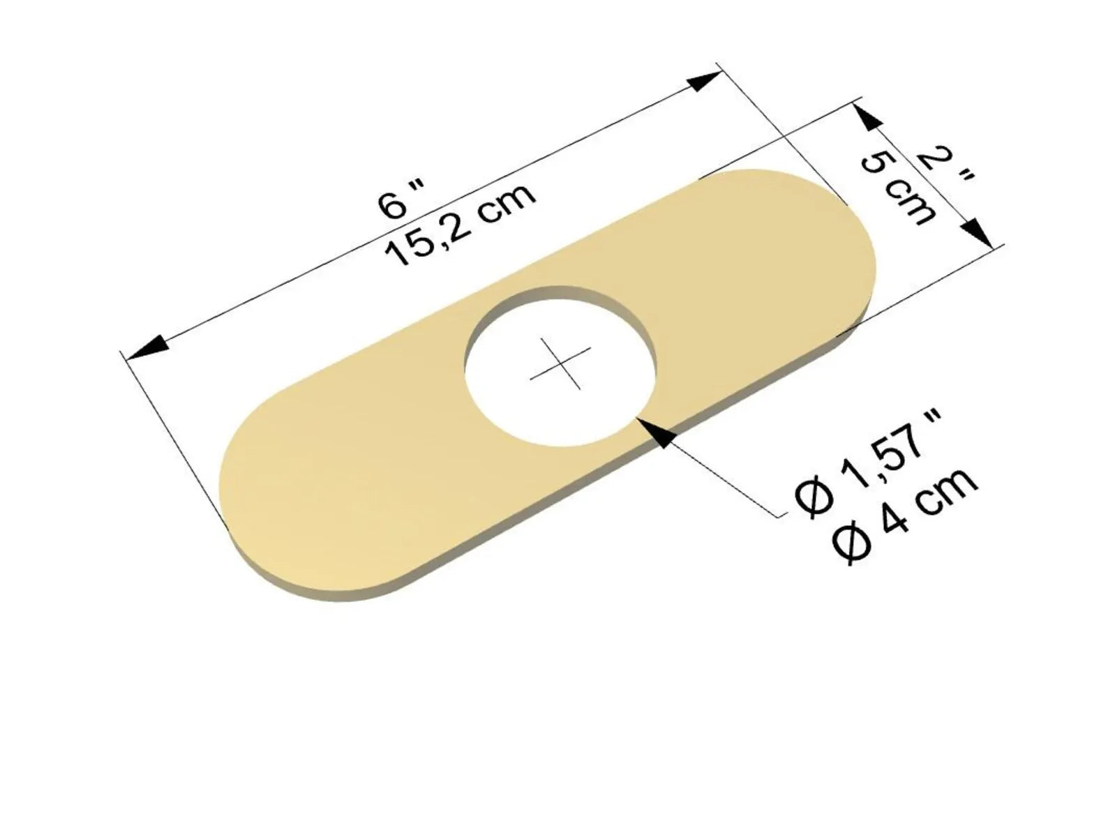 Unlacquered Brass Faucet Base Plate 6x2" – Single Hole Escutcheon, 3 Finishes