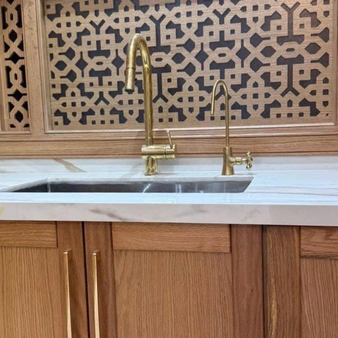 Unlacquered Brass Pull-Down Kitchen Faucet – Solid Brass, 17" Tall