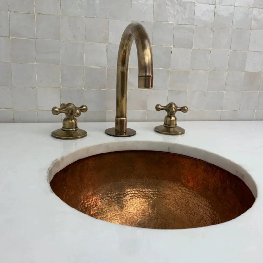 Oil Rubbed Brass Bathroom Faucet – 3-Hole Deck Mount, Cross Handles | Solid Brass - The House Of Brass