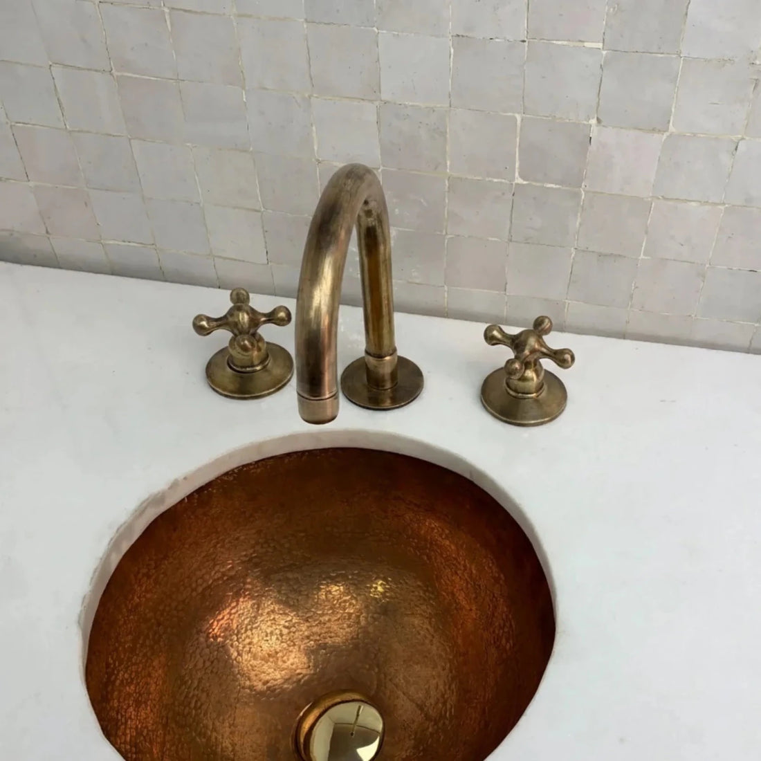 Oil Rubbed Brass Bathroom Faucet – 3-Hole Deck Mount, Cross Handles | Solid Brass - The House Of Brass
