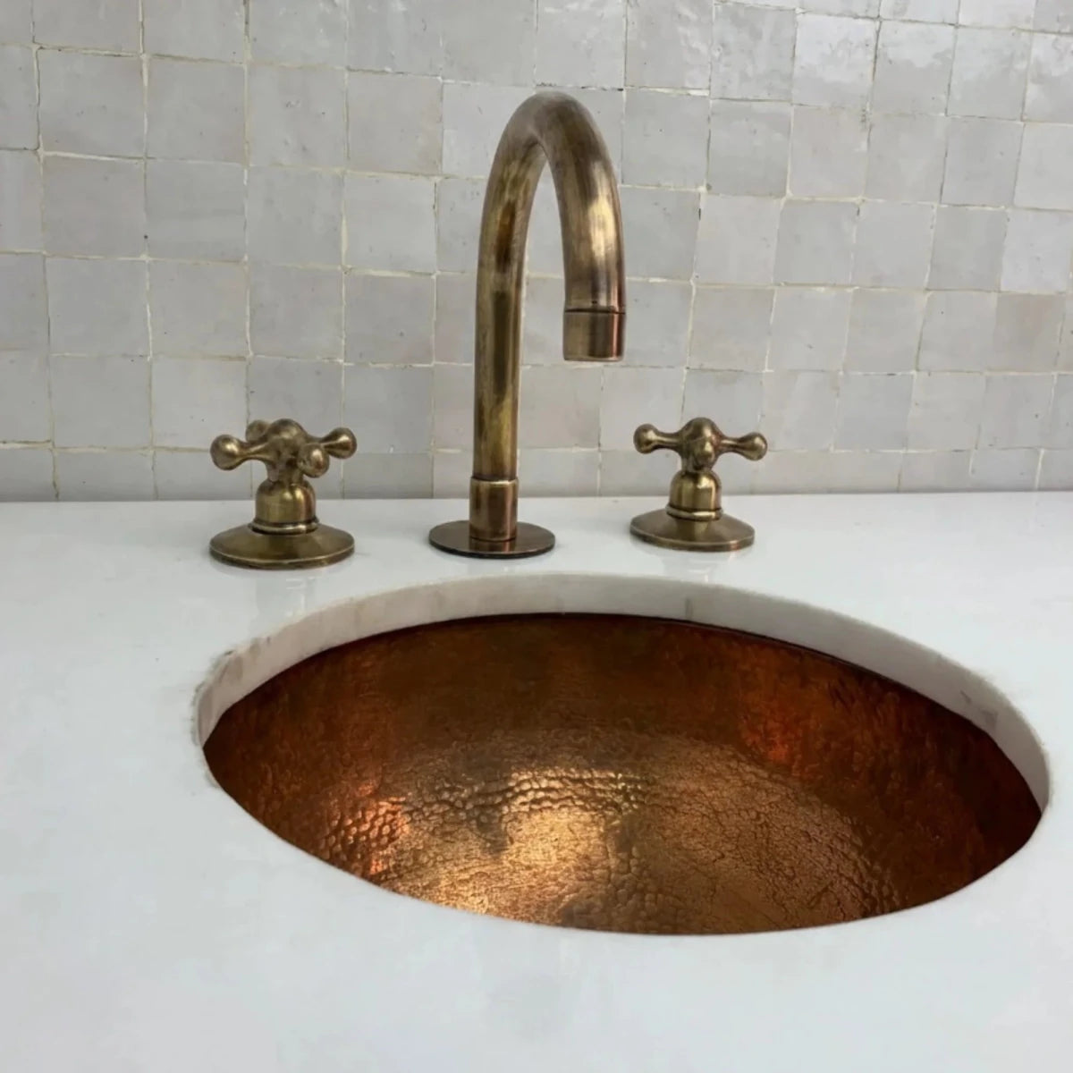 Oil Rubbed Brass Bathroom Faucet – 3-Hole Deck Mount, Cross Handles | Solid Brass - The House Of Brass