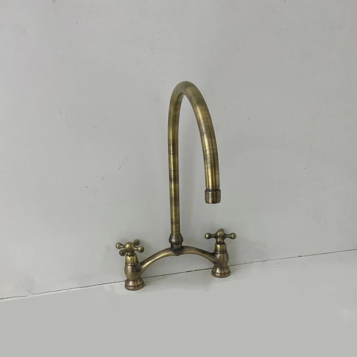 Oil Rubbed Bronze Kitchen Faucet – Bridge Style, Cross Handles, 10" Spout | Solid Brass - The House Of Brass