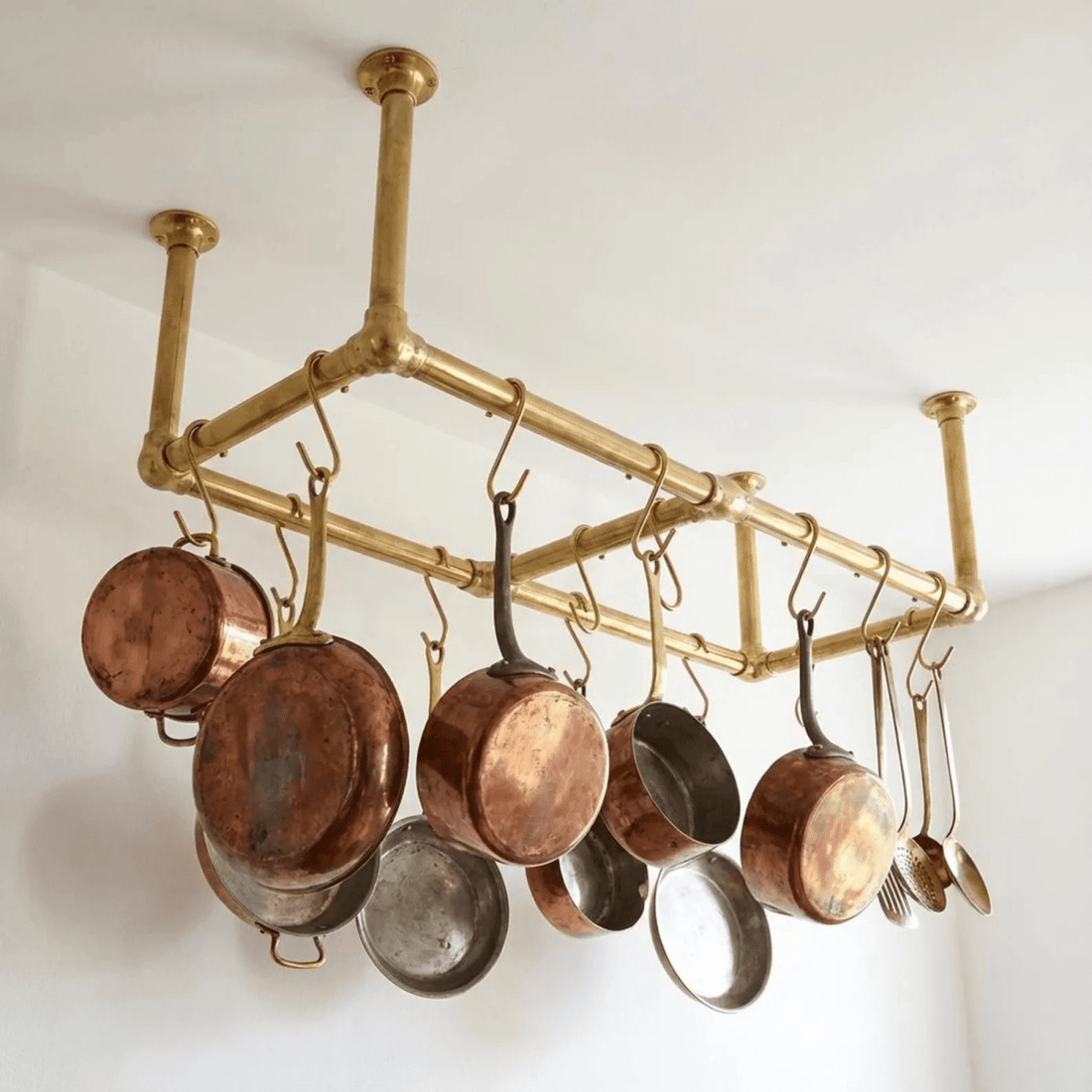Unlacquered Brass Ceiling Pot Rack - The House Of Brass