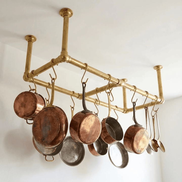 Unlacquered Brass Ceiling Pot Rack - The House Of Brass
