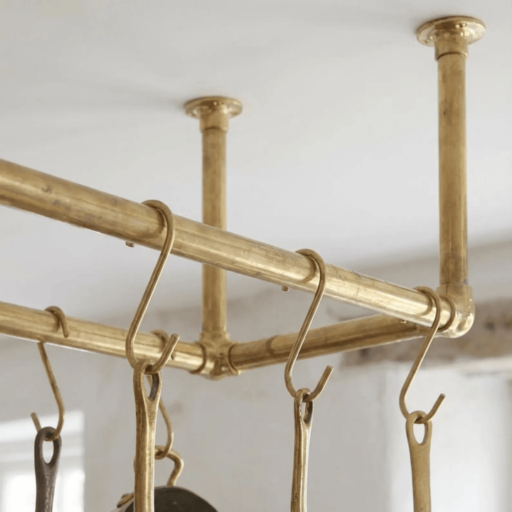 Unlacquered Brass Ceiling Pot Rack - The House Of Brass