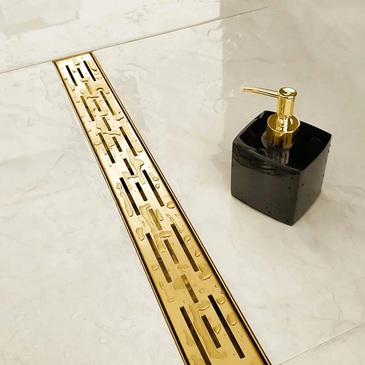 Unlacquered Brass Linear Floor Drain - The House Of Brass