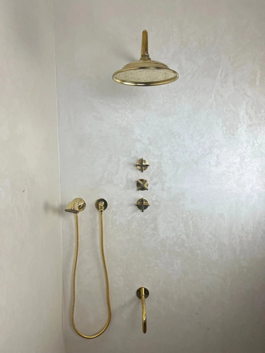 Unlacquered Brass Shower Set - The House Of Brass