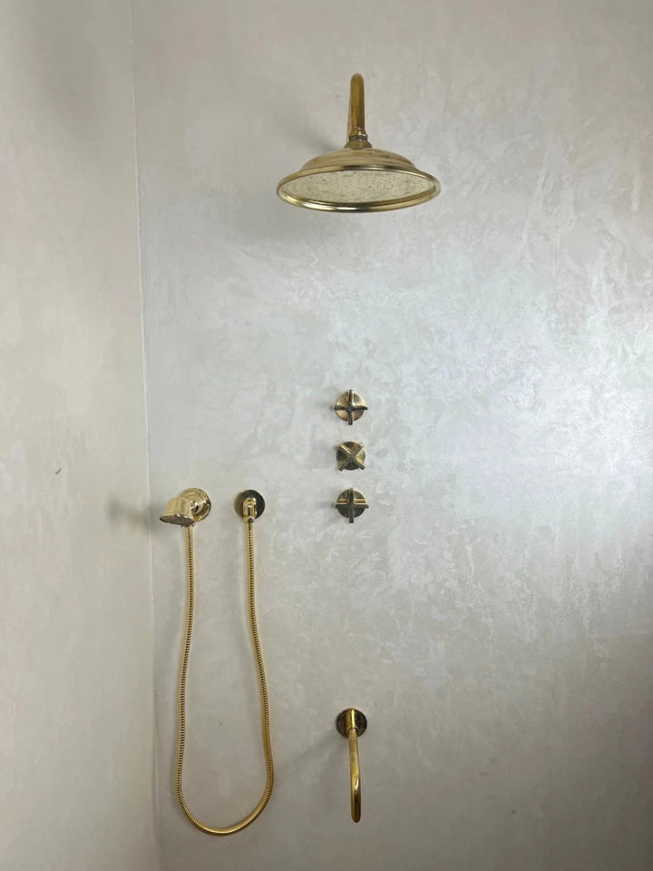 Unlacquered Brass Shower Set - The House Of Brass