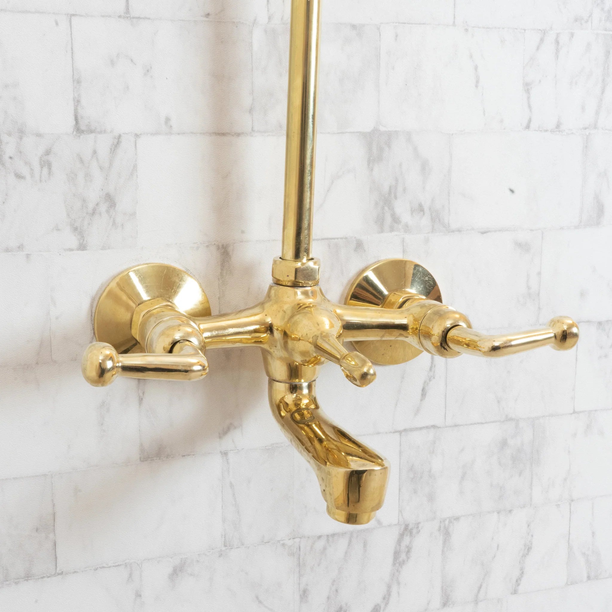 Unlacquered Brass Shower Set with Tub Filler – Square Rain Head