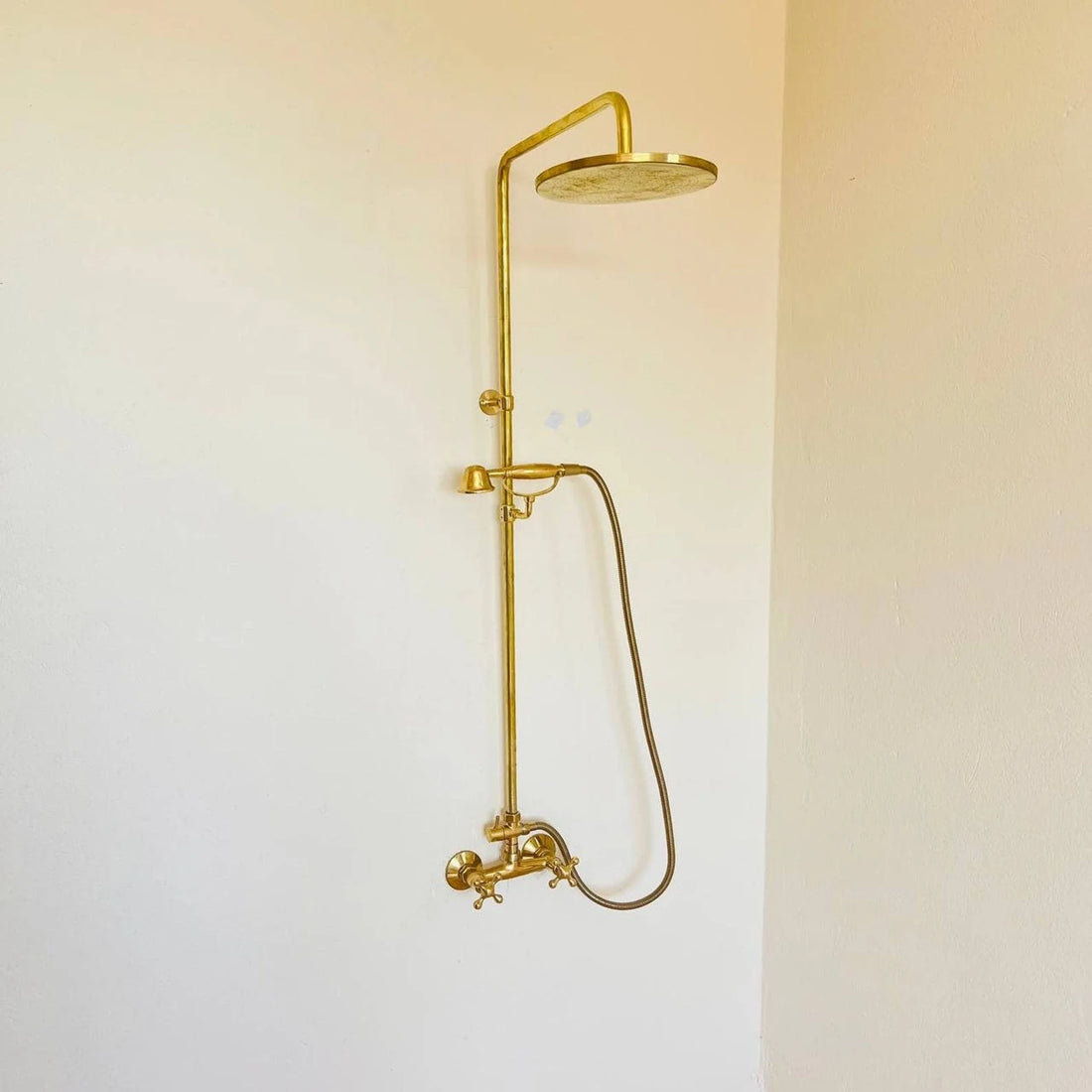 Unlacquered Brass ShowerHead with Handheld Shower