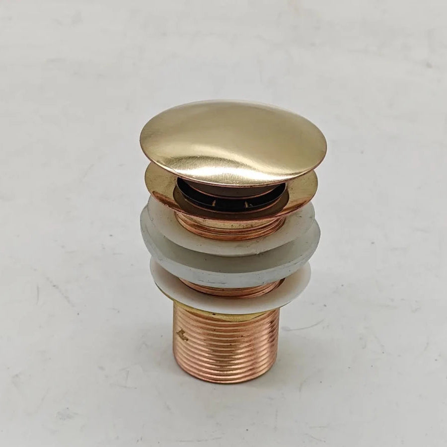 Unlacquered Brass Sink Drain: Pop-Up Vessel Stopper, Patina-Ready - The House Of Brass