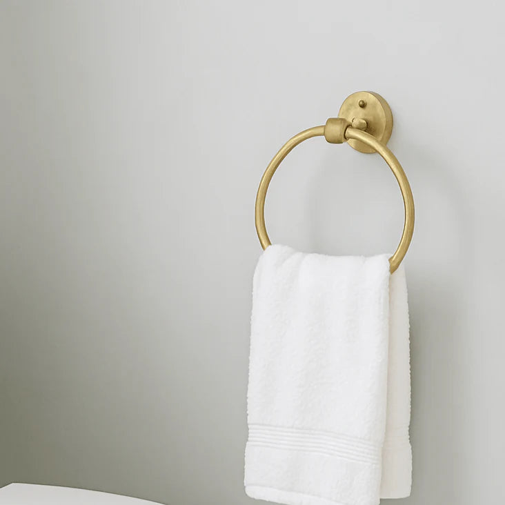 Unlacquered Brass Towel Ring Holder – 8" Ring, Wall Mounted, Handcrafted