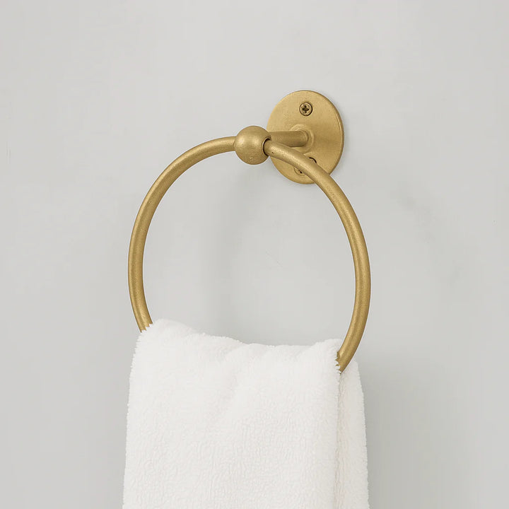 Unlacquered Brass Towel Ring Holder – 8" Ring, Wall Mounted, Handcrafted