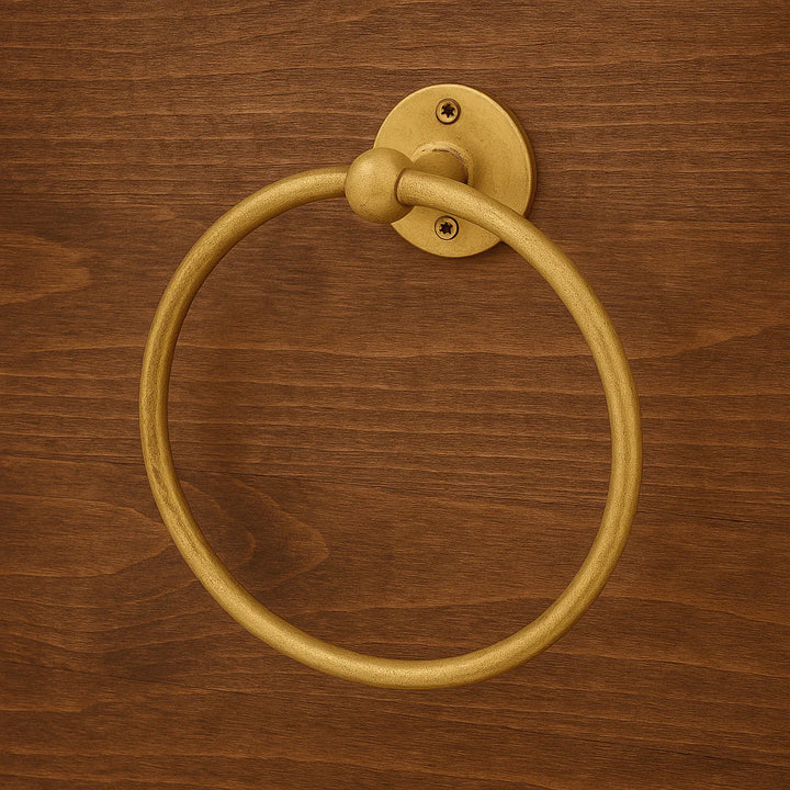 Unlacquered Brass Towel Ring Holder – 8" Ring, Wall Mounted, Handcrafted