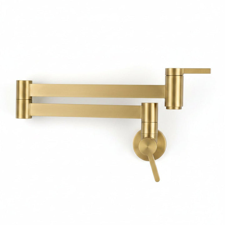 Unlacquered Brass Wall Mounted Pot Filler Faucet – Folding Arm, Above Stove | Solid Brass - The House Of Brass