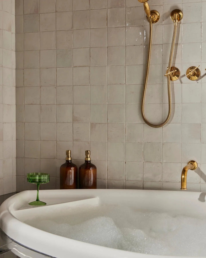 Unlaquered Brass Shower Set, Faucet and Handheld - The House Of Brass