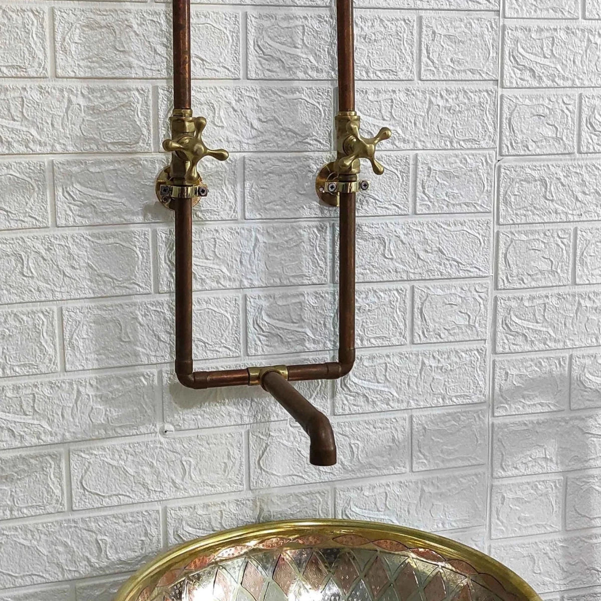 Vintage Copper Wall Mounted Kitchen & Bathroom Faucet – Solid Copper & Brass, 9" Spout - The House Of Brass