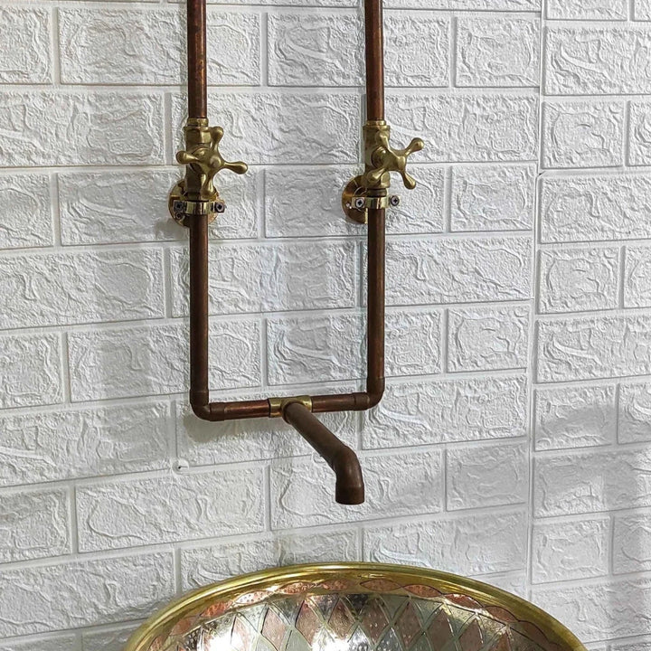 Vintage Copper Wall Mounted Kitchen & Bathroom Faucet – Solid Copper & Brass, 9" Spout - The House Of Brass