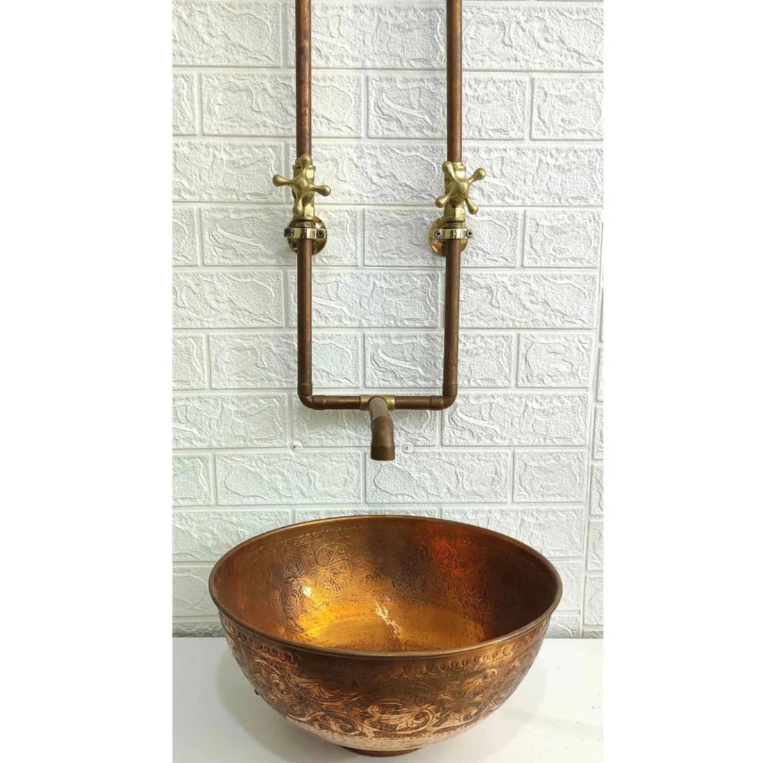 Vintage Copper Wall Mounted Kitchen & Bathroom Faucet – Solid Copper & Brass, 9" Spout - The House Of Brass